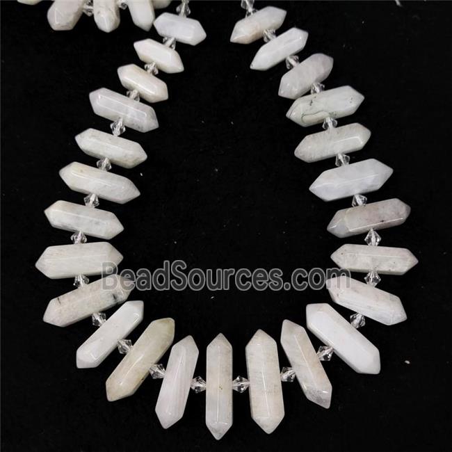 white MoonStone bullet beads