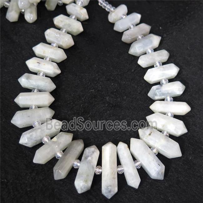 white MoonStone bullet beads