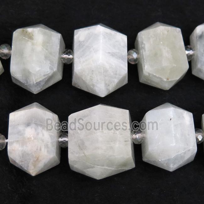 white Moonstone bullet beads