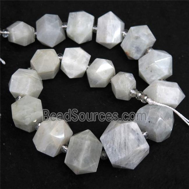 white Moonstone bullet beads