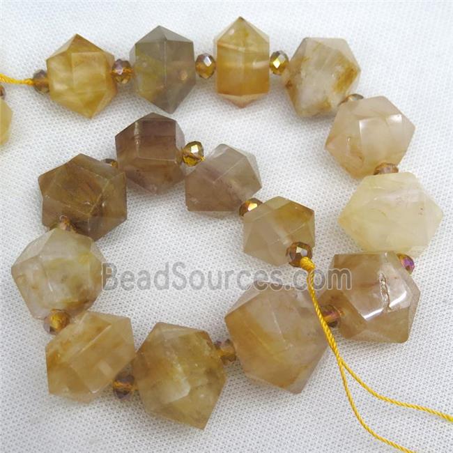 yellow Iron Quartz bullet beads