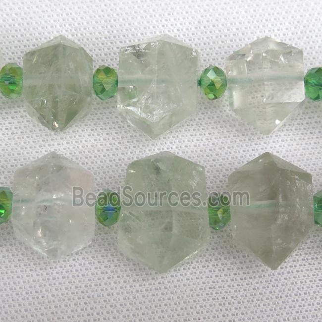 green Crystal Quartz bullet beads