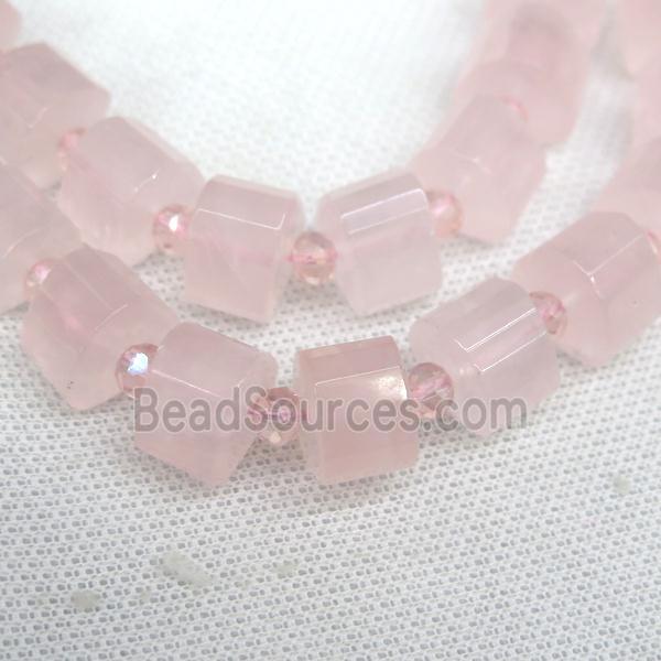 Rose Quartz triangle beads, faceted