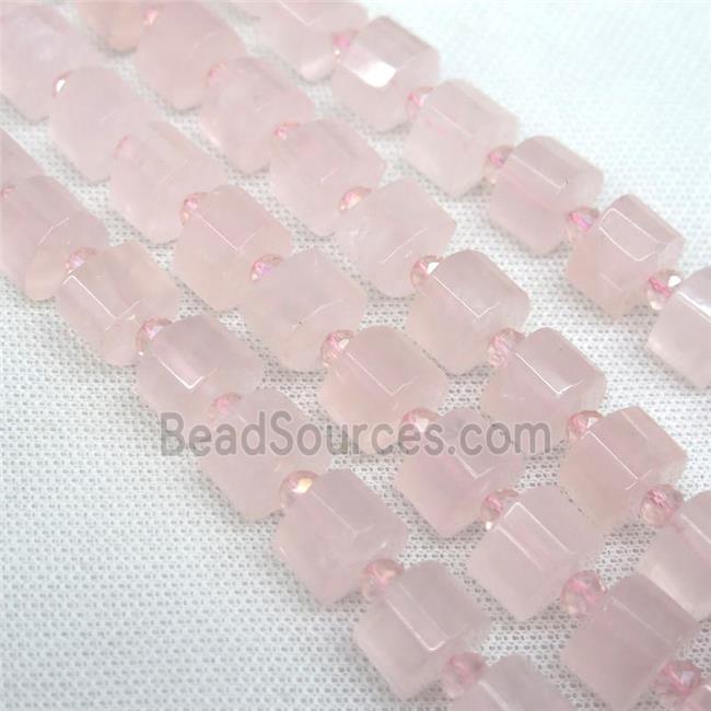 Rose Quartz triangle beads, faceted