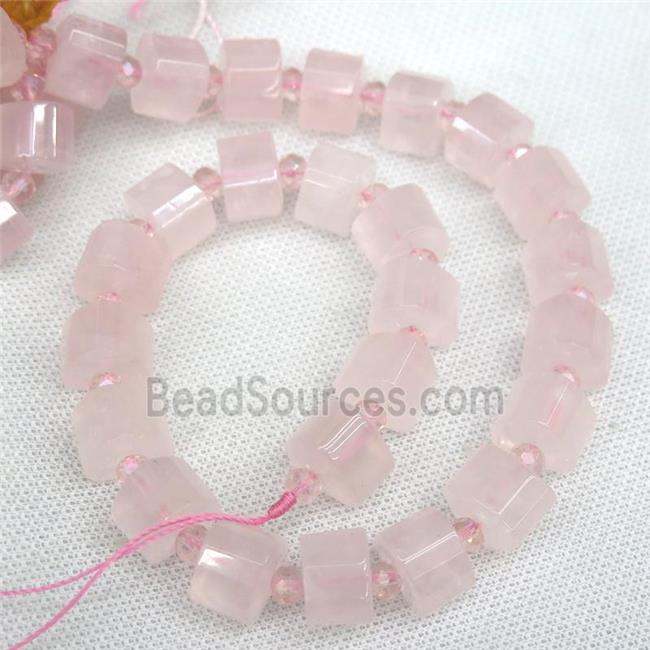 Rose Quartz triangle beads, faceted