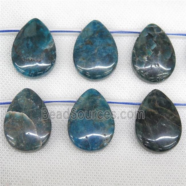 blue Apatite teardrop beads, top-drilled