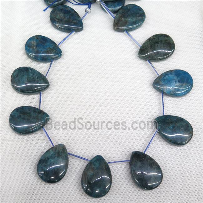 blue Apatite teardrop beads, top-drilled