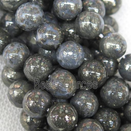 round blue Chalcopyrite beads