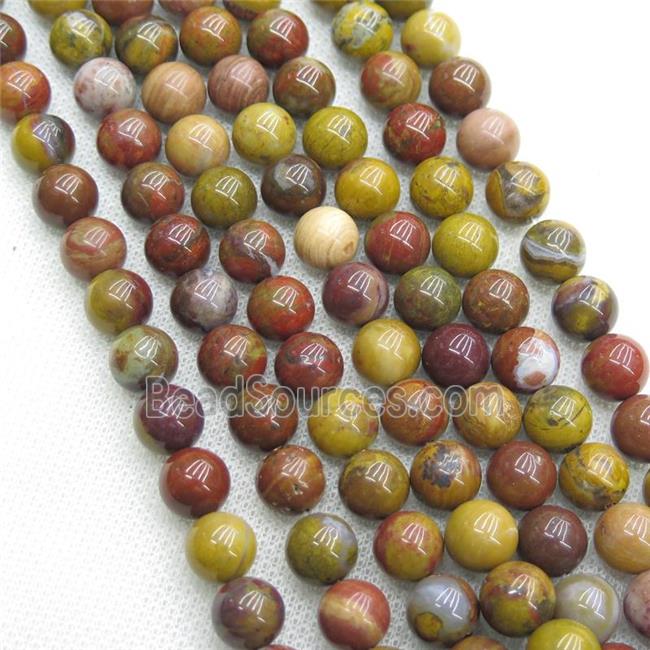 red Mexico Nueva Agate Beads, round