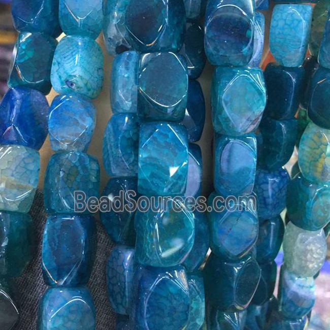 aqua Dragon Veins Agate Beads, freeform