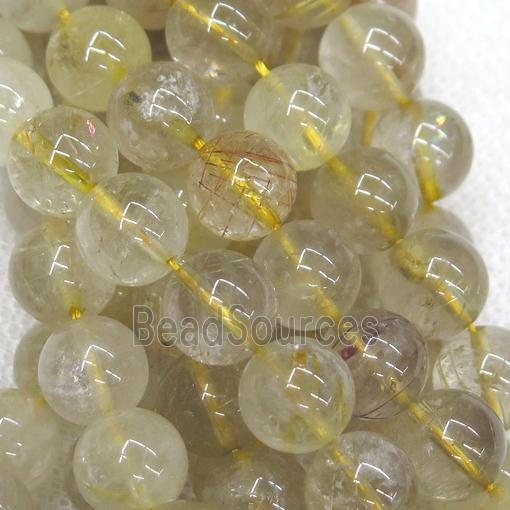 Gold Rutilated Quartz Beads, round