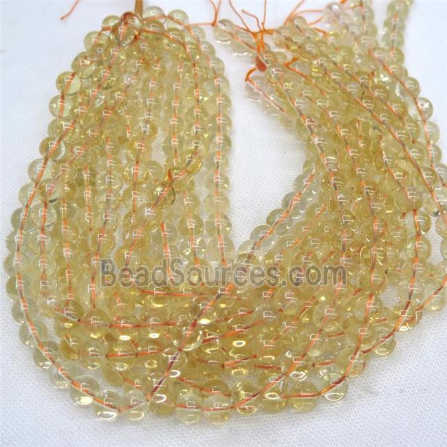 round yellow Citrine Beads