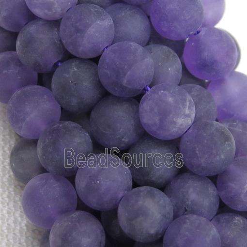 matte Purple Amethyst Beads, round