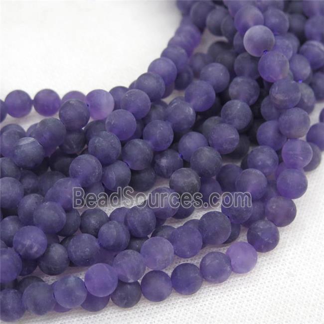 matte Purple Amethyst Beads, round