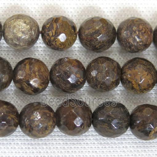 Bronzite Beads, faceted round