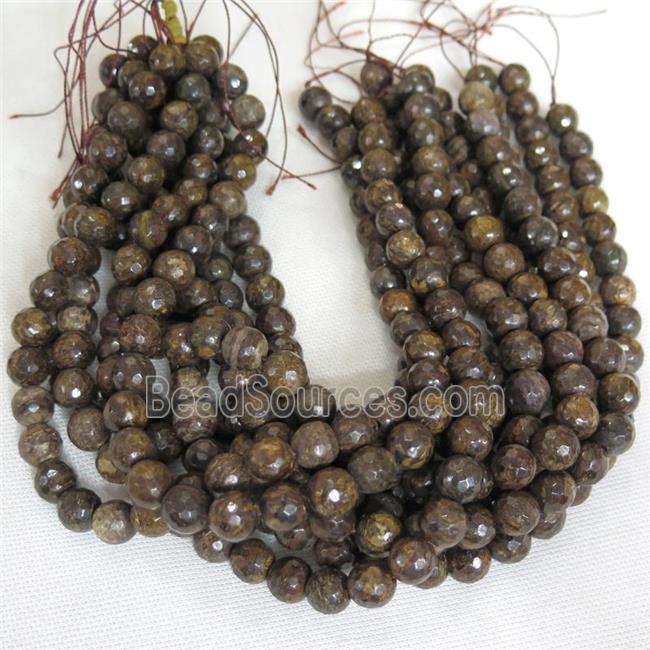 Bronzite Beads, faceted round