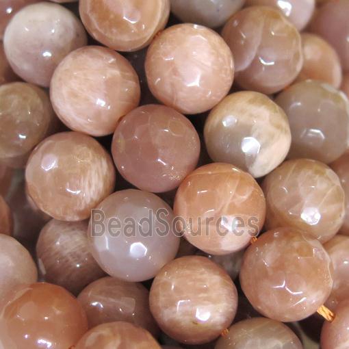 orange MoonStone Beads, faceted round