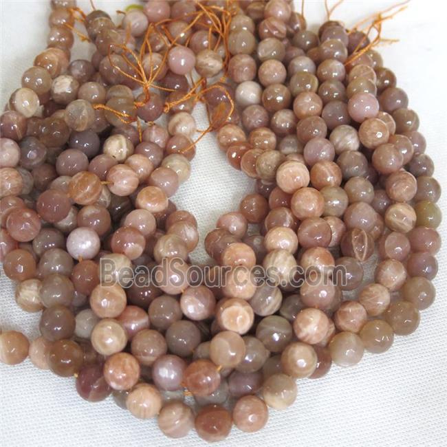 orange MoonStone Beads, faceted round