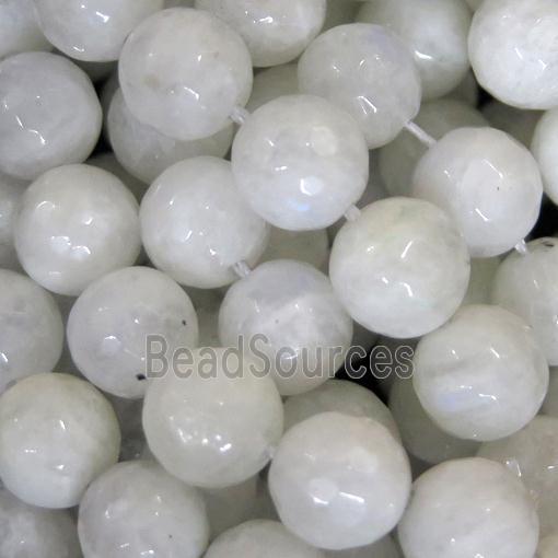 faceted round White MoonStone Beads