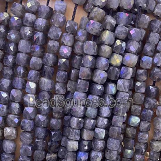 Labradorite Beads, faceted cube