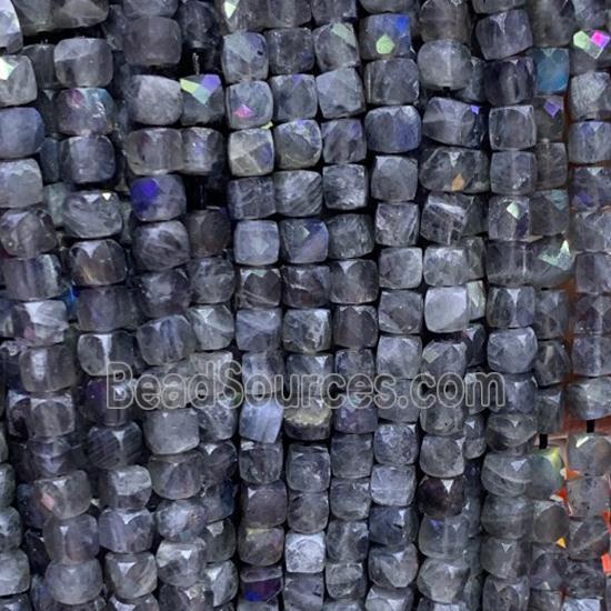 Labradorite Beads, faceted cube