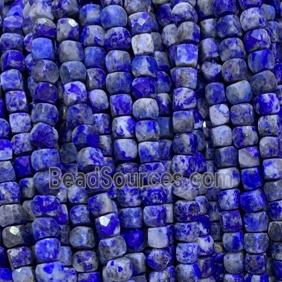 blue Lapis Lazuli Beads, faceted cube