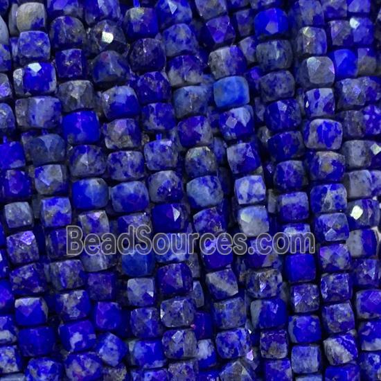 blue Lapis Lazuli Beads, faceted cube