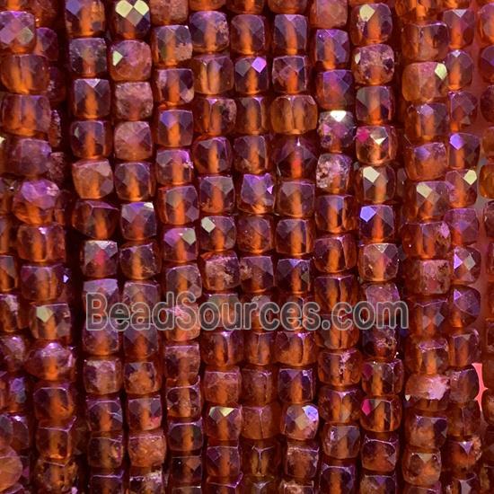 red Carnelian Agate beads, faceted cube