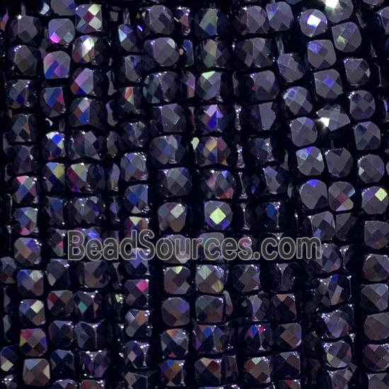 black Spinel Beads, faceted cube