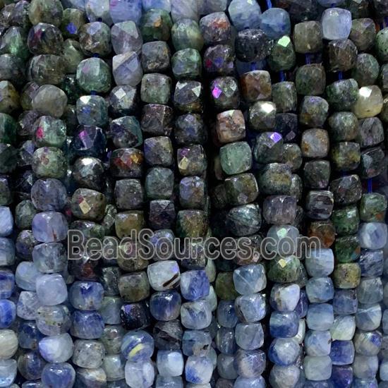 mixed gemstone bead, faceted cube