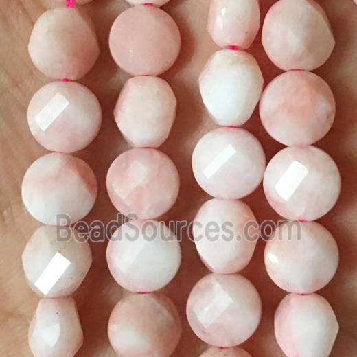 pink opal stone beads, faceted circle