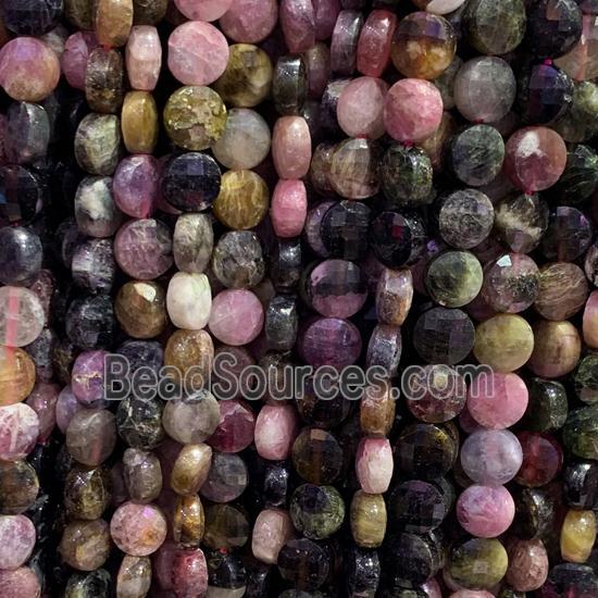 multicolor Tourmaline Beads, faceted circle