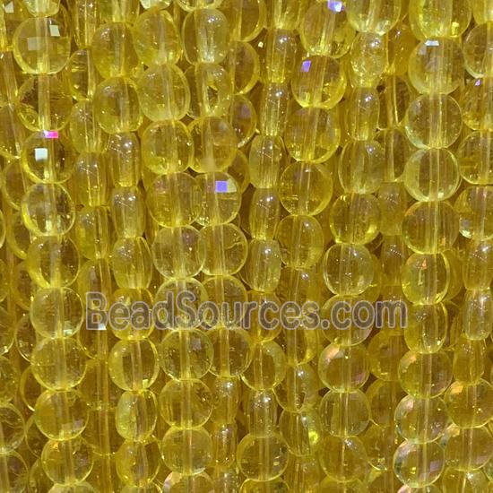 yellow Citrine Beads, faceted circle