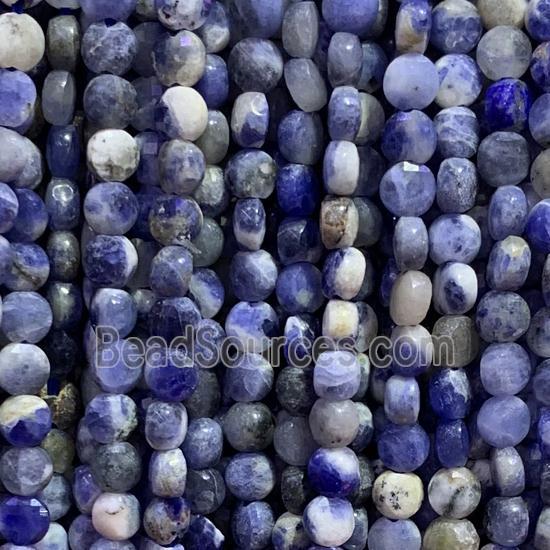 blue Sodalite Beads, faceted circle