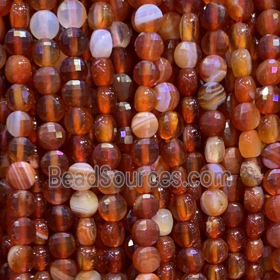 red Carnelian Agate Beads, faceted circle