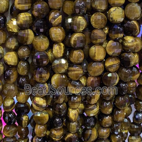 Tiger eye stone beads, faceted circle