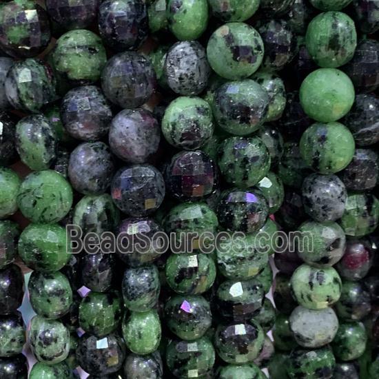 Ruby Zoisite Beads, faceted circle, green