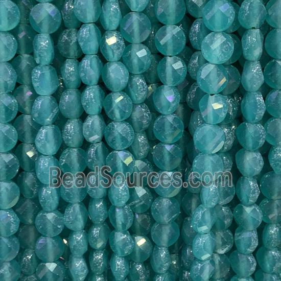 green Amazonite Beads, faceted circle