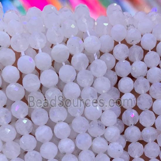 faceted round White MoonStone Beads