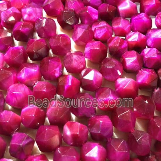 hotpink Tiger eye stone beads, star-cutting