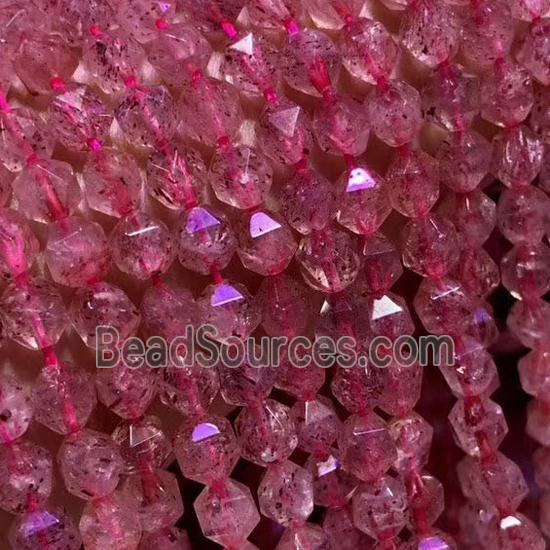 Strawberry Quartz Beads, star-cutting