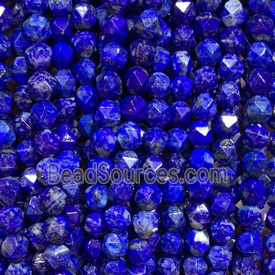 blue Lapis Lazuli Beads, star-cutting