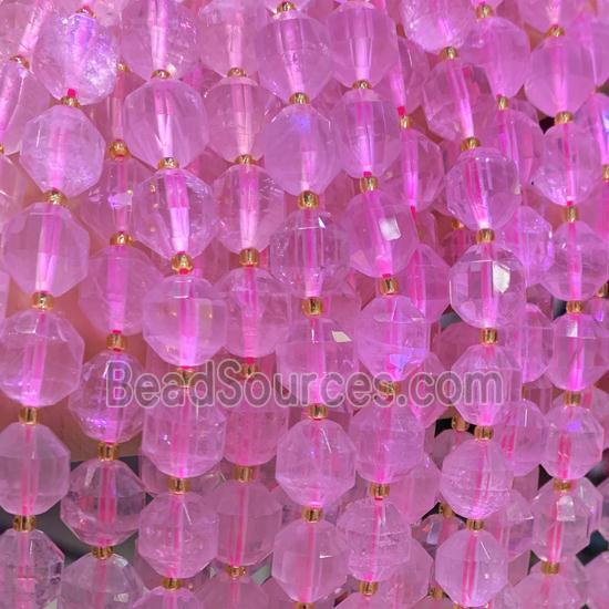 Rose Quartz bullet beads, faceted bullet