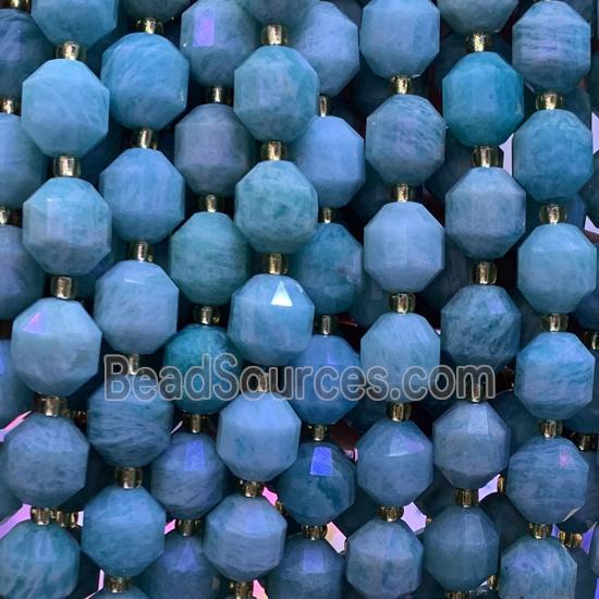 green Amazonite bullet beads, faceted