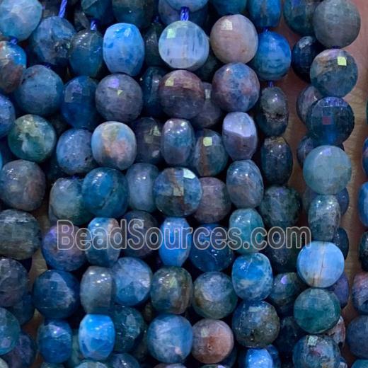 blue Apatite Beads, faceted circle coin