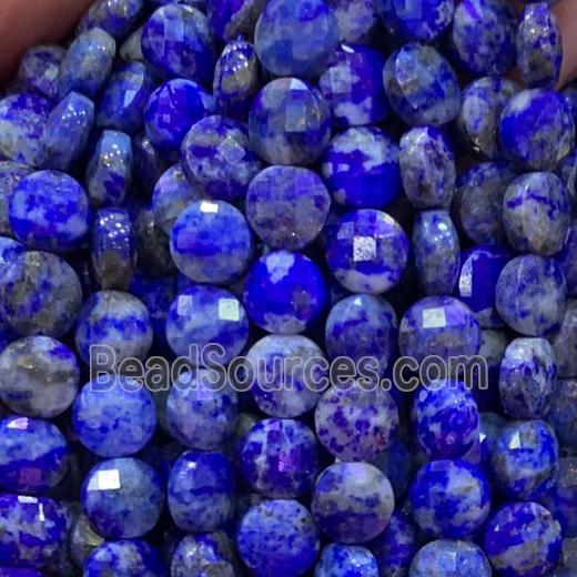 blue Lapis Lazuli Beads, faceted coin