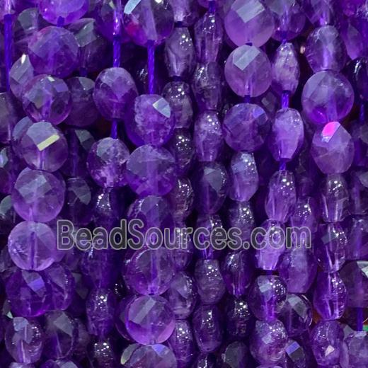 purple Amethyst Beads, A-grade, faceted circle