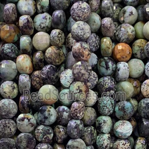 African Turquoise Beads, green, faceted circle