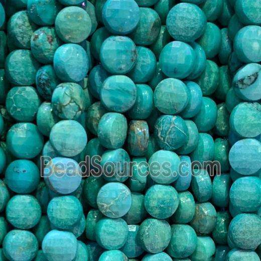 green Turquoise Beads, faceted circle