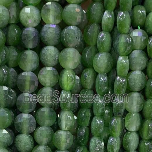 green Aventurine Beads, faceted coin